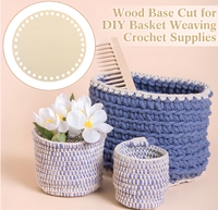 Base de panier en crochet circulaire en bois LONGRIVER, personnalisable en usine, 12 pièces, réutilisable, gravée, pour fournitures de bricolage et de tissage