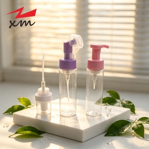 Foam <strong>Facewash</strong> Cleanser Bottle 150ml 250ml Foaming Pump Bottle Silicone <strong>Brush</strong> Pink purple Mousse Facial Cleansing Beauty Package - Product Image 1