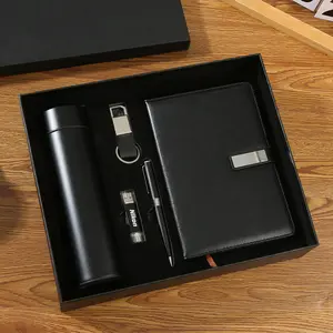 Neue Produktideen Unternehmensgeschenkset Schachtel mit USB-Scheibe Thermos individuelles Notizbuch-Geschenkset