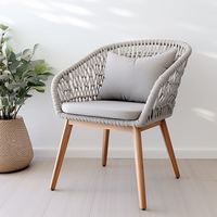 Nouvelle Arrivée Ensemble de Mobilier de Jardin Moderne Résistant aux UV et aux Intempéries, Chaise de Jardin en Corde pour Hôtels et Villas, Finition Thermolaquée