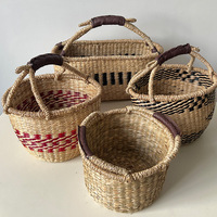 Panier de rangement multifonctionnel en jonc de mer tressé à la main, léger, écologique et coloré pour salle de bain, salon, jardin