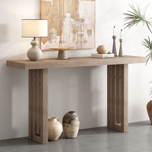 Modern Oak Veneer <b>Console</b> <b>Table</b> with Distinctive Side Shapes, Suitable for Entryway, Hallway, Living Room, Foyer, Corridor - Product Image 1