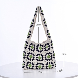 Bolso <span class=keywords><strong>de</strong></span> hombro para mujer, bolso tejido a mano, patrón <span class=keywords><strong>de</strong></span> <span class=keywords><strong>abuela</strong></span>, patchwork <span class=keywords><strong>de</strong></span> flores, bolsa <span class=keywords><strong>de</strong></span> almacenamiento, bolso <span class=keywords><strong>de</strong></span> compras sencillo e informal - Product Image 1