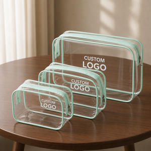 Customized Transparent Printed Logo Waterproof <b>Make</b> <b>Up</b> Bag Portable Pvc Plastic Cosmetic Clear Bag With Zipper <b>Pouch</b> - Product Image 2