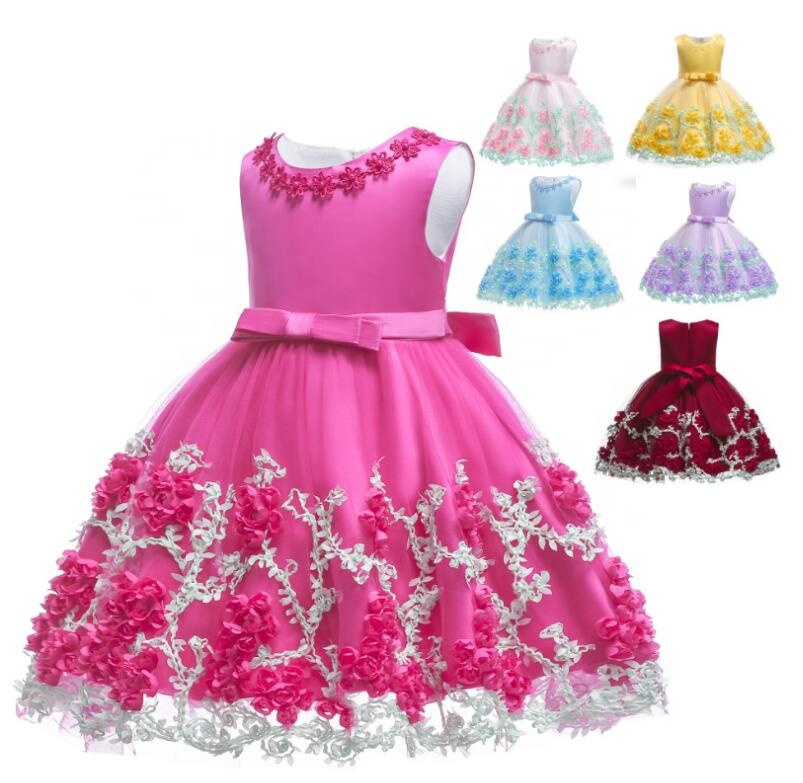 New Fancy Flower Girl Dress Princess Tulle Pageant Dress Wedding Birthday Party Christmas Costume Dress