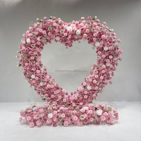 Arche de fleurs en forme de cœur rose en soie artificielle, décoration de mariage, prix de gros d'usine
