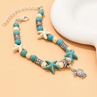 Mode été plage vent Turquoise étoile de mer bracelet cheville ensemble multicouche pendentif coquille étoile de mer tortue cheville