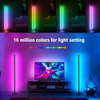 Lámpara de Pie LED RGB con Control por Aplicación y Control Remoto, 16 Millones de Colores, Luz de Esquina con Sincronización Musical para Sala de Estar, Fondo para Vlogs