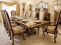 Table à manger Rococo Or Ensemble de meubles de salle à manger de luxe de 4 pièces avec table ronde Ensemble de table à manger en bois 4 chaises