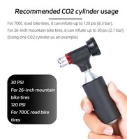 PRO-STAR Emergency Portable Mini CO2 Bicycle Pump Gauge Aluminum Alloy Schrader/Presta Valve Road/Mountain Bike Tire Inflation