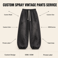 Pantalon de survêtement ballon à jambe large avec cordon de serrage, personnalisé OEM, 410G, épais, respirant, style streetwear vintage, délavé à l'acide et effet éclaboussures