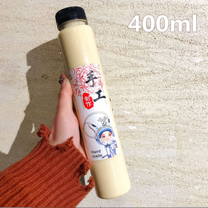 Botella de jugo de bebida de soda de cilindro redondo de plástico PET transparente, té de la leche personalizado, grado alimenticio libre de BPA - Product Image 2