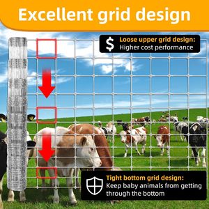 Clôture en fil de fer galvanisé 12,5 Ga de 4 pieds (1,22 m) à nœuds fixes pour bétail, cerfs, porcs, chèvres, chevaux et moutons, pour usage en ranch - Product Image 3