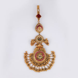 Bijoux de cheveux de mariée indiens du sud traditionnels casque de Style classique avec motif Mandala en couches breloques en argent Ghungroo Tassel - Product Image 2