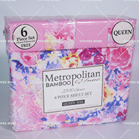 Ensembles de draps housse en microfibre doux de luxe avec motif populaire Parure de lit 6 pièces avec taie d'oreiller Parure de lit