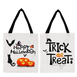 TOP Quality Wholesale Halloween Canvas Tote Bags Customized Reusable Shopping Handbag DIY Christmas Totes Bag