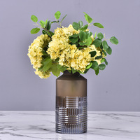 Rangkaian Bunga Hydrangea Buatan Realistis dengan Daun 33cm, Tangkai Hydrangea Sutra Imitasi 3 Kepala untuk Vas Dekorasi Rumah Pernikahan Centerpiece