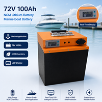 Batterie de bateau électrique 72V 100Ah Lithium-ion NMC marine haute capacité avec affichage de puissance, BMS et poignée de transport