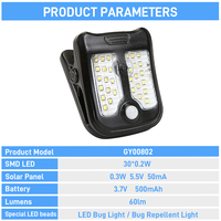 Lampe à pince intégrée LED Solarup IP65, lampes solaires d'extérieur, anti-moustiques, jardin, alimentées par énergie solaire