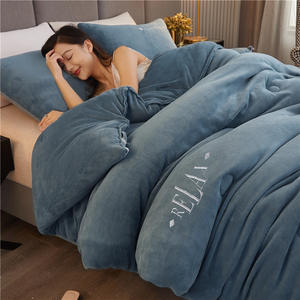 Classe a hiver couleur unie haut gramme Double face brodé lait velours courtepointes roi reine taille épaissie chaud doux couette - Product Image 2