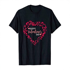 Maglietta con Stampa 'Happy Valentine's Day' 100% Cotone Unisex Casual Manica Corta Collo Tondo Primavera Estate - Product Image 1