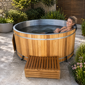 Vasca Idromassaggio Premium <span class=keywords><strong>a</strong></span> <span class=keywords><strong>Legna</strong></span> con Rivestimento in Acciaio Inox e Stufa Interna per Spa Esterna per Tutte le Condizioni Meteo - Product Image 2