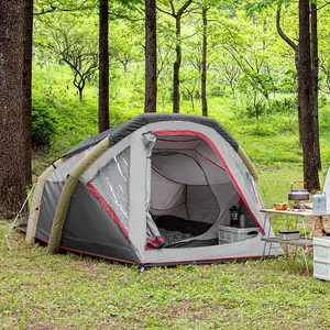 Надувная туристическая палатка на 2 человек, воздушный матрас с ручным насосом, для походов и отдыха на открытом воздухе