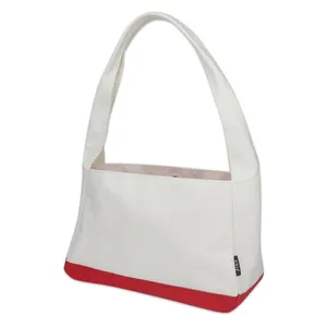 Bolso de mano en blanco personalizado, bolsos de algodón reciclado blanco puro para mujer