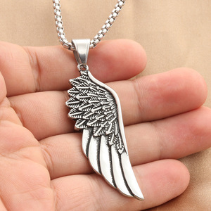 Stainless Steel Angel Wing Pendant For Men Punk Retro Style <b>Necklace</b> Fashion Jewelry - Product Image 4