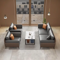Ensemble de canapés de bureau en cuir de style nordique européen moderne, design modulaire, hôtels, bureaux à domicile