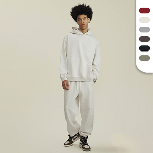 Set di Felpe <span class=keywords><strong>con</strong></span> Cappuccio Unisex in Tessuto French Terry Pesante <span class=keywords><strong>con</strong></span> Pantaloni Sportivi a Vita Elastica, Tute Personalizzabili <span class=keywords><strong>con</strong></span> Logo - Product Image 1
