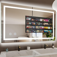 Miroir intelligent moderne pour salle de bain d'hôtel avec WIFI, TV LED Android, écran tactile, fonction anti-buée et éclairage magique à intensité variable