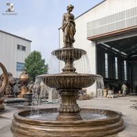 Fuente de Bronce Fundido con Escultura de Dama, Estatua Clásica de Agua en Cascada para Decoración de Jardín, Patio de Villa u Hotel