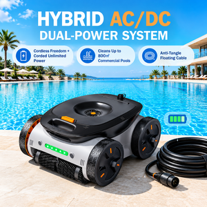 Fabrikneuer smarter Poolreiniger: Hybrid, kabelgebunden/kabellos, Allradantrieb, hohe Saugkraft, schwimmender Oberflächenskimmer und -kehrer - Product Image 1