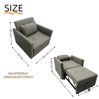 Multifunktionales Modernes Sofa-Begleitbett Verstellbares Stoffdesign für Wohnzimmer Hotel & Heimbüro Verschiedene Anlässe
