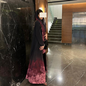 Anna Thổ Nhĩ Kỳ Tùy Chỉnh Thanh Lịch Thời Trang khiêm tốn Dubai Abaya Ombre Phụ Nữ Hồi Giáo Ăn Mặc Tie-Dye Kimono Abaya Phù Hợp Với Khăn Bộ - Product Image 3