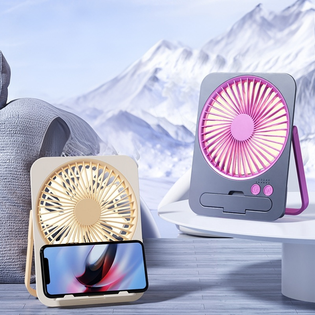 Hot Sale Small Electric Fan Ultra-thin Small Fan Camping Outdoor Bracket Fan Portable High Wind Folding Desktop Mini Fan