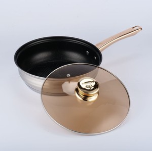 201 e 410 aço inoxidável 6pcs Kitchen <span class=keywords><strong>Ware</strong></span> Set Aço Inoxidável Gold Cooking Pot Conjuntos de panelas antiaderente com tampa de vidro - Product Image 2