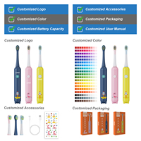 Brosse à dents électrique pour enfants personnalisée avec des poils doux en Dupont, alimentée par piles, nettoyage en douceur, design personnalisé