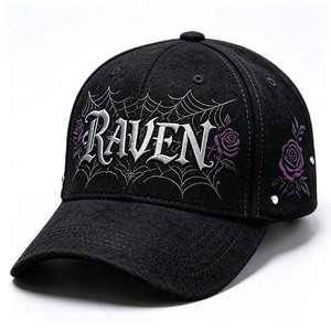 Dark Academia Y2K Gothic Baseballkappe mit 3D-Stickerei, Spinnennetz, Lila Rose, Nieten-Dekor, Gebogener Schirm, Street Fashion Mütze, Unisex - Product Image 2