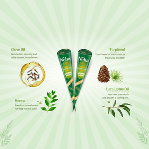 Cône de henné naturel à base de plantes NEHA, pâte de mehndi 100% naturelle à base de plantes pour le corps, le tatouage, les mains et les pieds, art corporel nuptial - Product Image 1