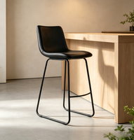 Tabouret de bar minimaliste CAL 117, rembourré, en similicuir imperméable, chaise haute de bar, structure en métal industriel, pour restaurant