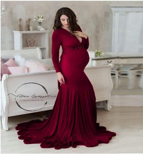 Robes de maternité sexy pour séance photo, longues robes de grossesse pour baby shower, jolies robes à volants pour femmes enceintes, accessoires photo - Product Image 3