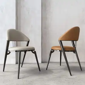 Yemek sandalyesi tasarım İskandinav lüks siyah altın deri Metal ahşap ev Modern Set mobilya restoran yemek yemek odası sandalyeleri