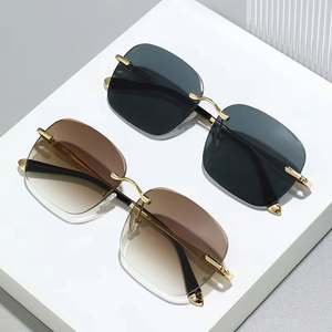 Gafas de Sol Personalizadas con Logotipo 2025, Lentes Transparentes con Degradado Oceánico, Montura de Aleación, Protección UV400, Diseño Cuadrado sin Aro para Hombre y Mujer - Product Image 2