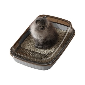 <b>Cat</b> <b>Litter</b> Box Semi Enclosed Rectangle PP Material Forest Green With Scoop For <b>Cats</b> - Product Image 5