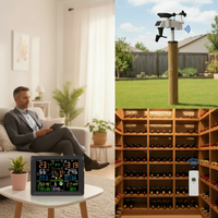 FT0300 Station Météo WiFi avec Sans Fil Température Humidité Pluviomètre Anémomètre Prévisions Météo 8 Canaux