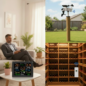 Estación Meteorológica WiFi FT0300 con Sensor Inalámbrico de Temperatura, Humedad, Pluviómetro, Anemómetro, Pronóstico del Tiempo, 8 Canales - Product Image 3