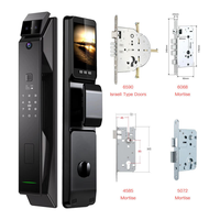 Kunci Pintar Otomatis Tuya Security dengan Kamera, Pengenal Wajah 3D, Sidik Jari Biometrik, Kata Sandi, 6590Israel Lock untuk Rumah Kayu