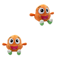 Ensemble de jouets en peluche ronds orange de style dessin animé, figurines en peluche à achat immédiat pour la vente en gros aux chaînes de magasins de proximité